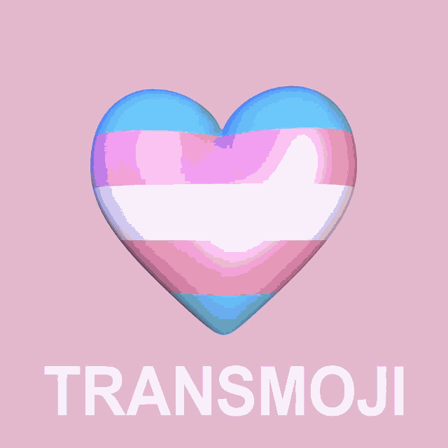 a heart with a transgender flag on it and the word transmoji below it