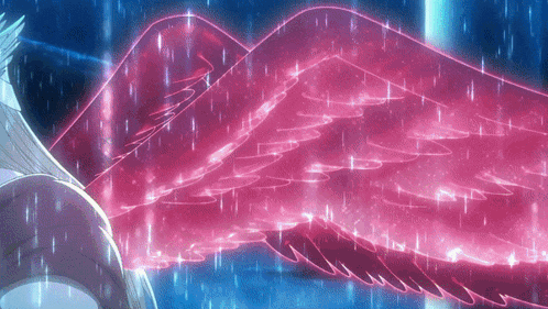 a person 's wings are glowing in the dark