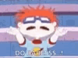 a cartoon character from rugrats is wearing glasses and saying `` do n't mess ... '' .