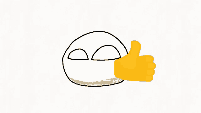 a drawing of a face with a thumbs up