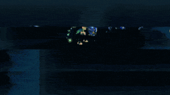 a video game scene with a sword being thrown in the air