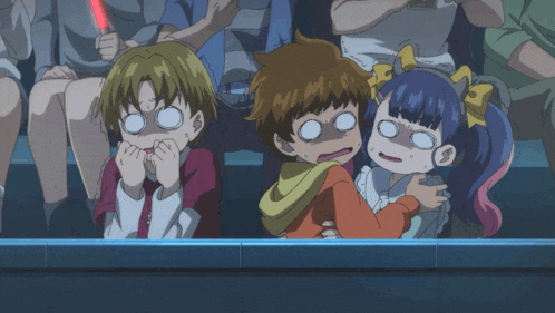 a group of anime characters with their eyes closed