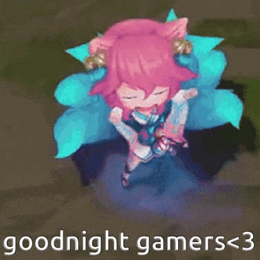a cartoon of a girl with the words goodnight gamers < 3 above her