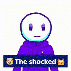 a cartoon character with a surprised look on his face is holding a sign that says " the shocked "