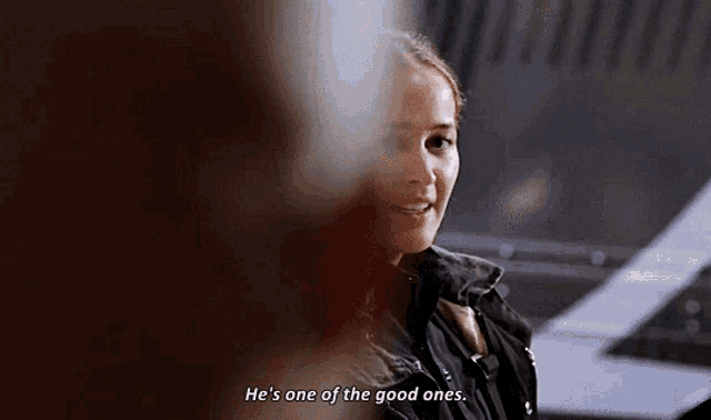 a woman is talking to another woman and says he 's one of the good ones .