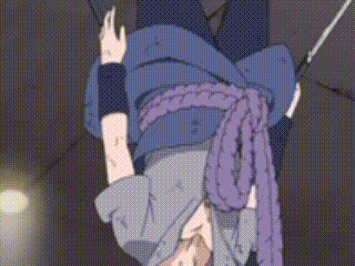 a person is hanging upside down from a rope in a cartoon .