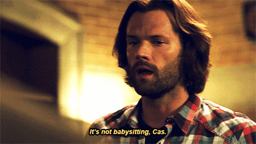 a man in a plaid shirt says it 's not babysitting