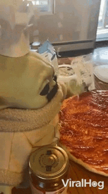 Putting Cheese On Pizza Baby Yoda GIF