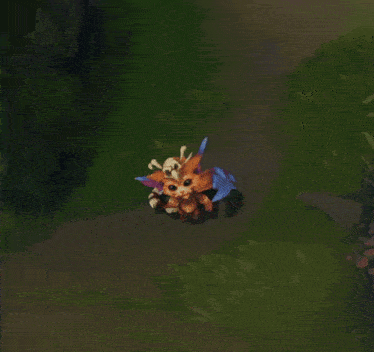 a cartoon character is flying through the air in a forest