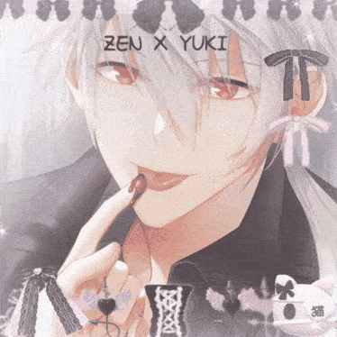 a drawing of a man with the words zen x yuki written above him