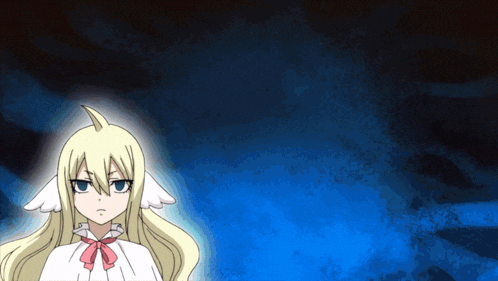 a girl with blonde hair and a red bow on her neck