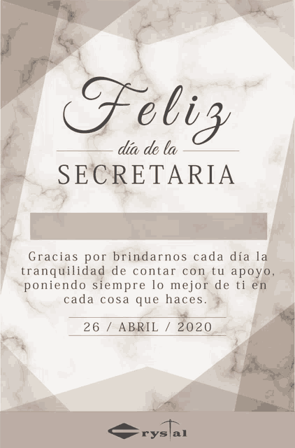 a poster that says feliz dia de la secretaria paula zapata o. on it