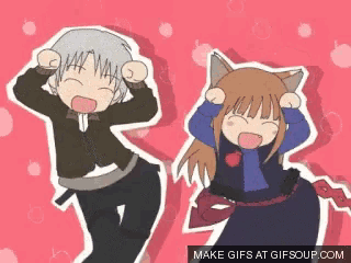 a cartoon of a boy and a girl dancing with the words make gifs at gifsoup.com underneath them