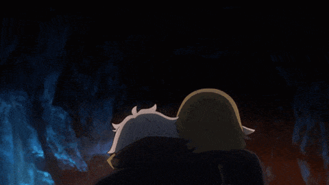 a couple of anime characters laying next to each other