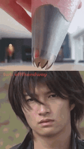 a picture of a man 's face next to a picture of a piping nozzle that says twit offhandway