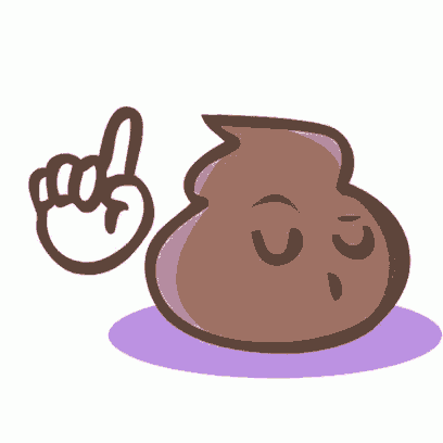 a cartoon illustration of a pile of poop with a hand giving the middle finger .