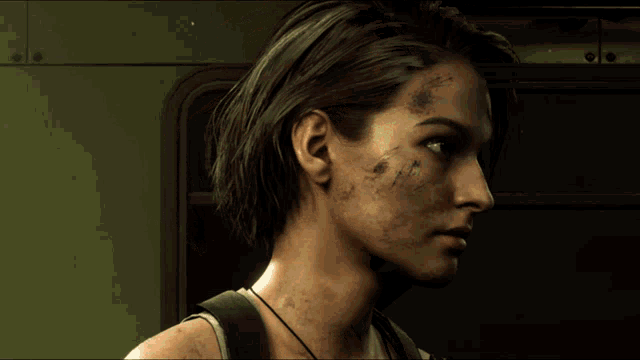 a close up of a person 's face with a dirty face