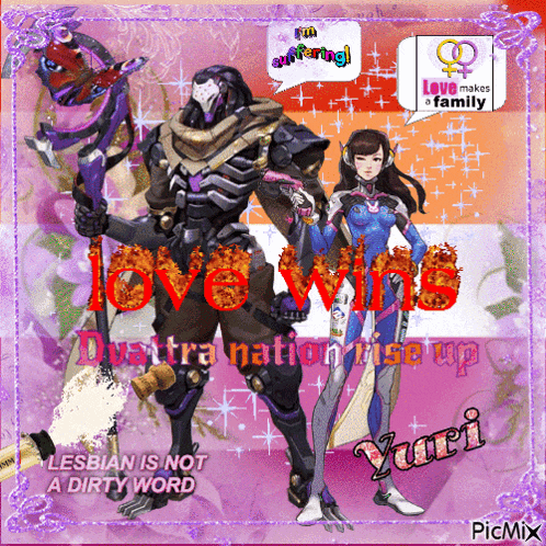 a picture of a man and a woman with the words love wins written on it