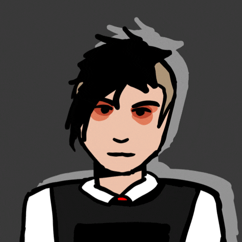 a cartoon drawing of a man with black hair