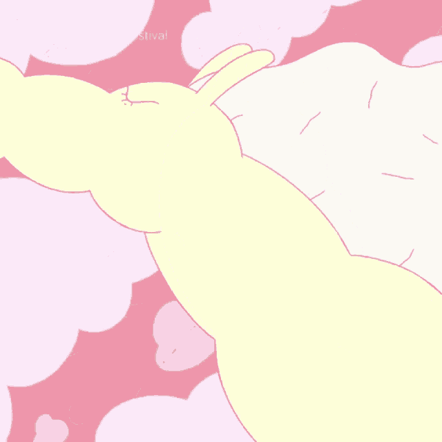 a cartoon drawing of a dog on a pink background with the word festival in the corner