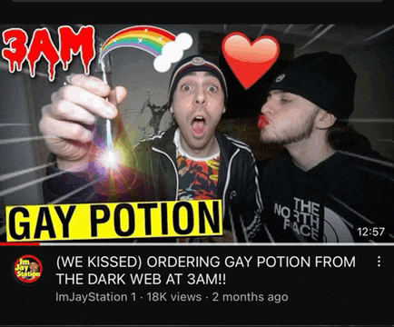 a video that says gay potion at the top of it
