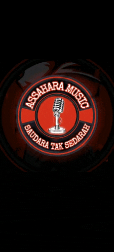 a logo for assahara music shows a microphone in a circle