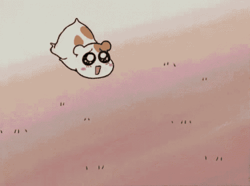 a cartoon hamster is laying on the ground with its mouth open .