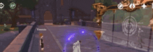 a blurred image of a person in a video game with a light coming out of their mouth