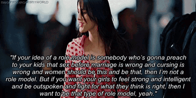 a picture of a woman with a quote about role models on it