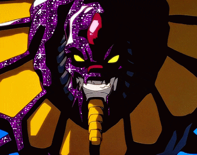 a cartoon drawing of a purple and yellow monster with yellow eyes