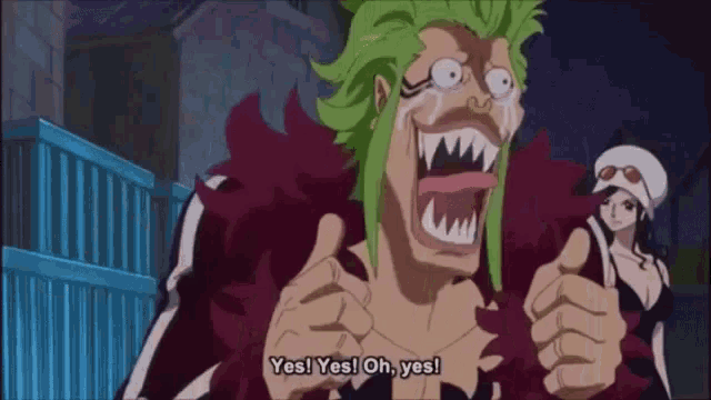 a cartoon character is giving a thumbs up and says yes ! yes ! oh yes !