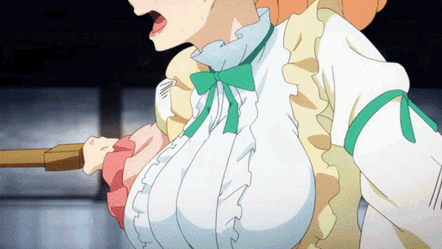 a close up of a girl 's breasts in a cartoon
