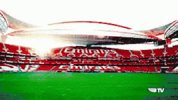 a stadium with emirates written on the side of it