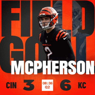a football player named mcpherson is wearing a bengals uniform