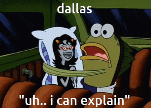 a cartoon of a cat and a fish with the word dallas on the top