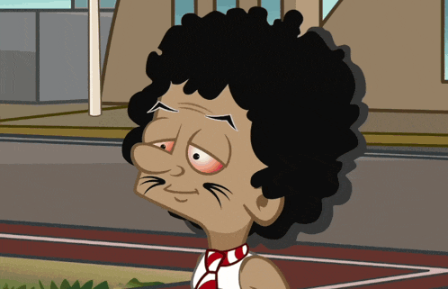a cartoon of a man with a mustache and curly hair