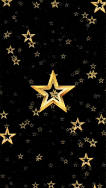 a black background with gold stars and a circle that says ' nails ' on it