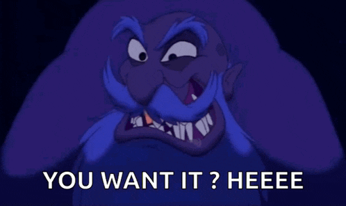 a cartoon character with a beard and mustache says " you want it "