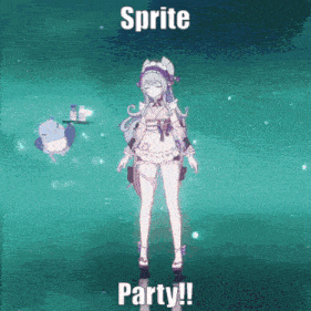 a sprite party advertisement with a girl in a maid costume