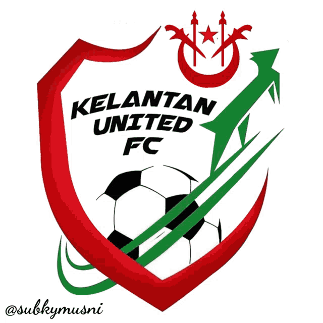 a logo for kelantan united fc with a soccer ball in the center