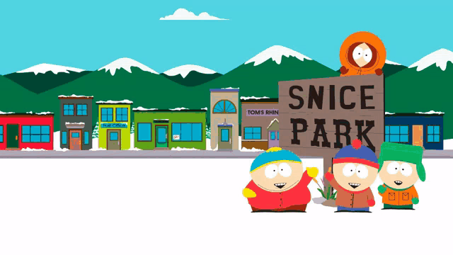 south park characters standing in front of snice park