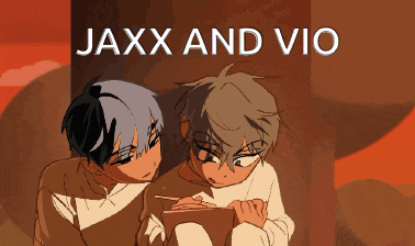 a cartoon drawing of jaxx and vio