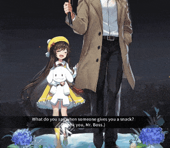 a man and a little girl are standing next to each other and the girl is holding a stuffed bunny
