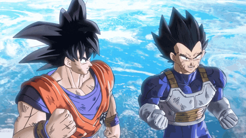 goku and vegeta are standing next to each other