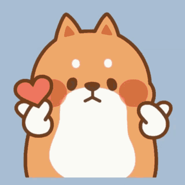 a cartoon dog is holding a heart over its head