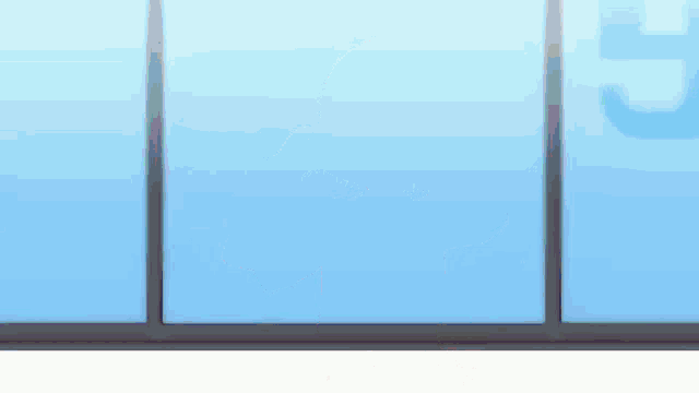 a colorful anime girl is standing in front of a window wearing a hat .
