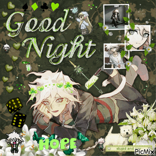 a picture of a boy with a cat ear and the words good night hope