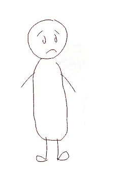 a stick figure is giving another stick figure a heart .