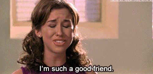 a woman is crying and saying i 'm such a good friend .