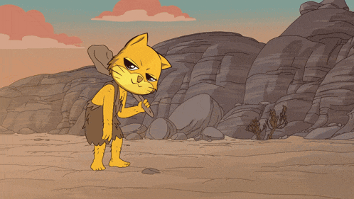 a cartoon drawing of a cat holding a sword